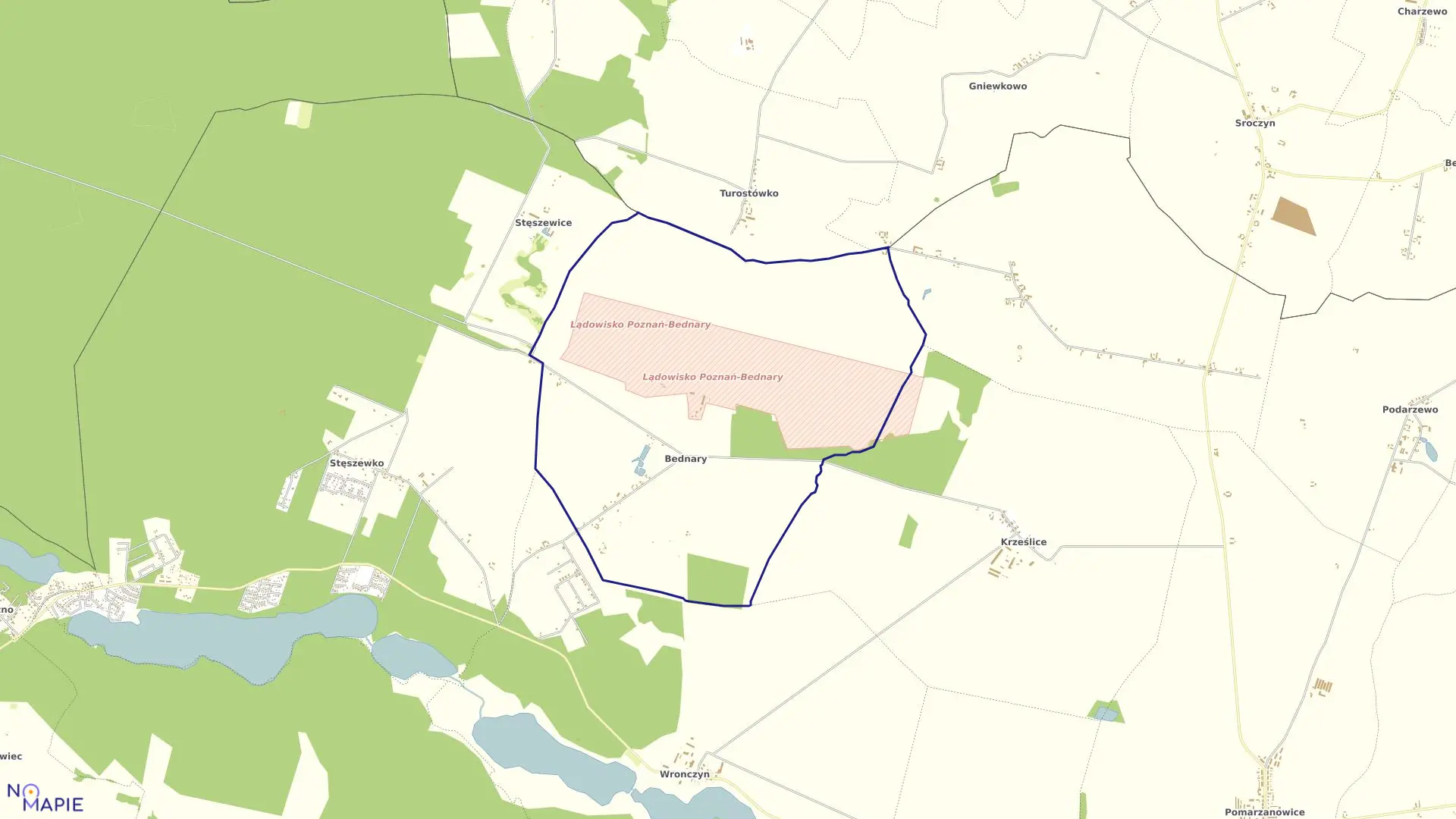 Mapa obrębu BEDNARY w gminie Pobiedziska