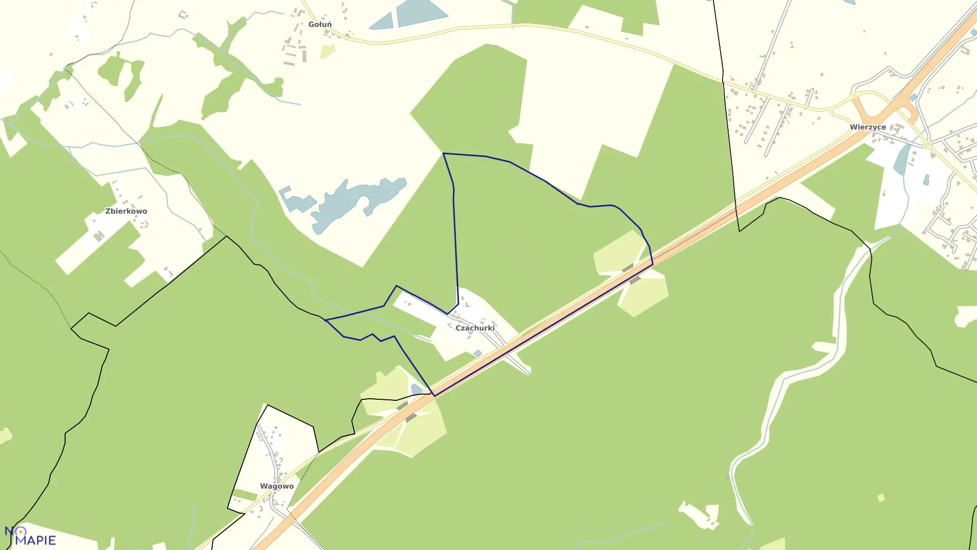 Mapa obrębu CZACHURKI w gminie Pobiedziska