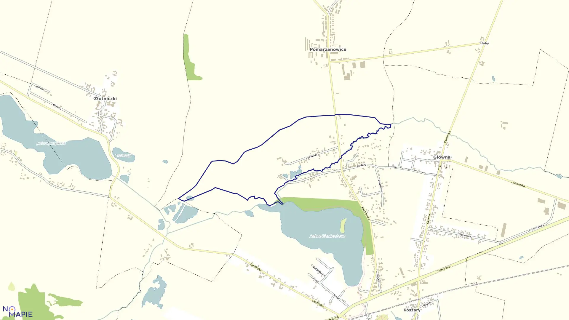 Mapa obrębu GŁÓWIENKA w gminie Pobiedziska
