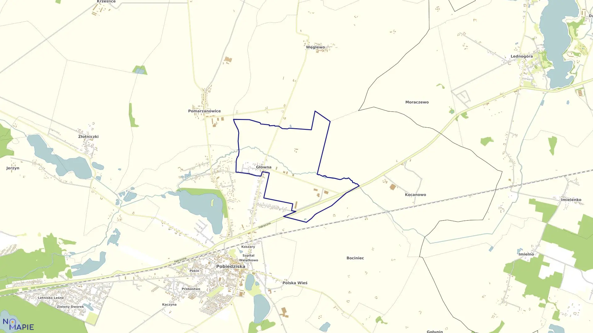 Mapa obrębu GŁÓWNA w gminie Pobiedziska