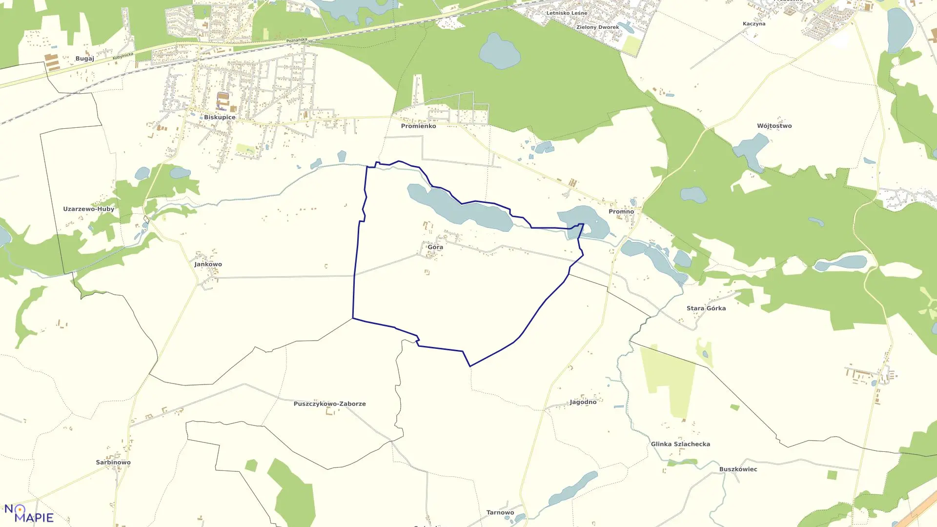 Mapa obrębu GÓRA w gminie Pobiedziska