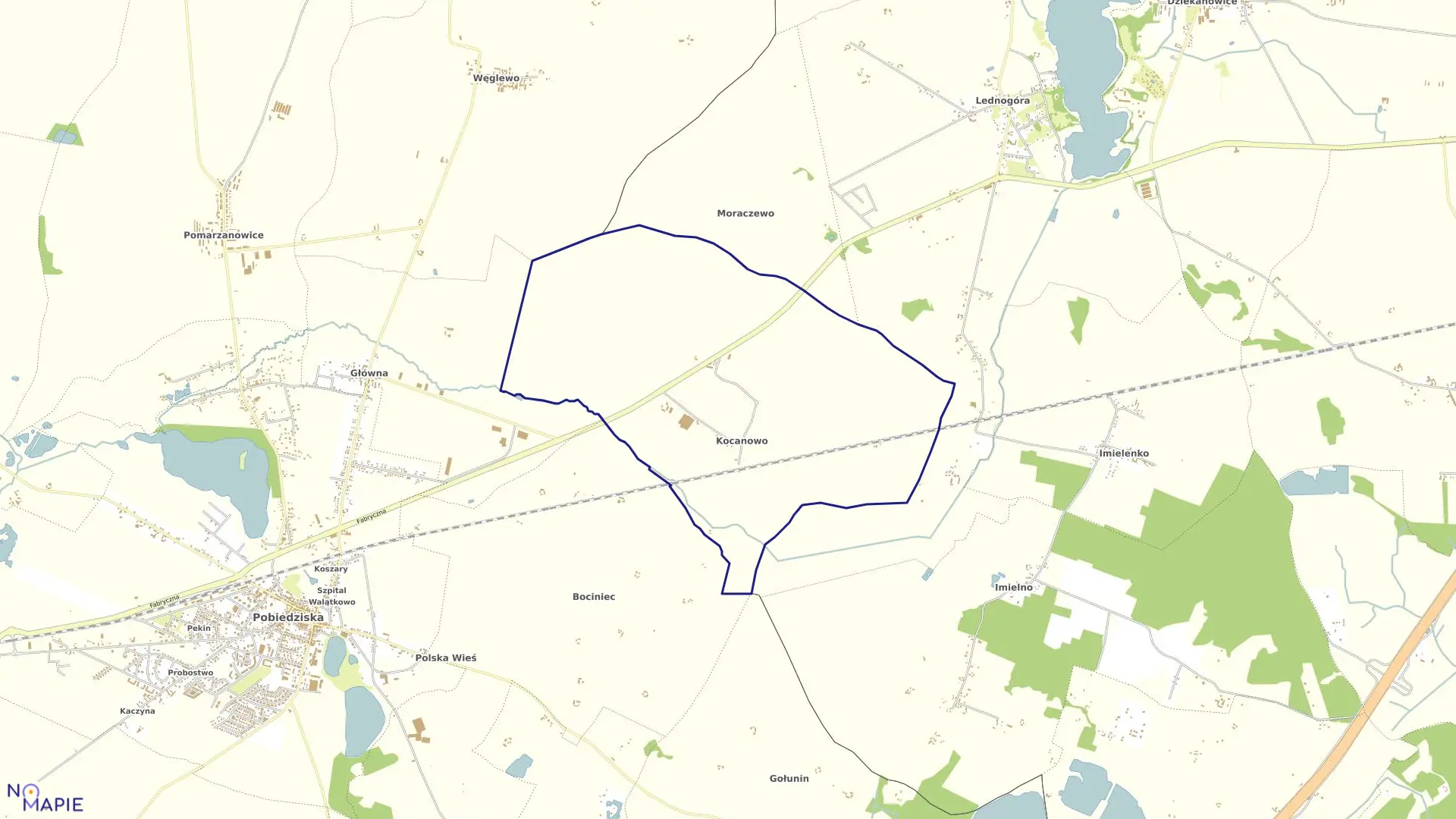 Mapa obrębu KOCANOWO w gminie Pobiedziska