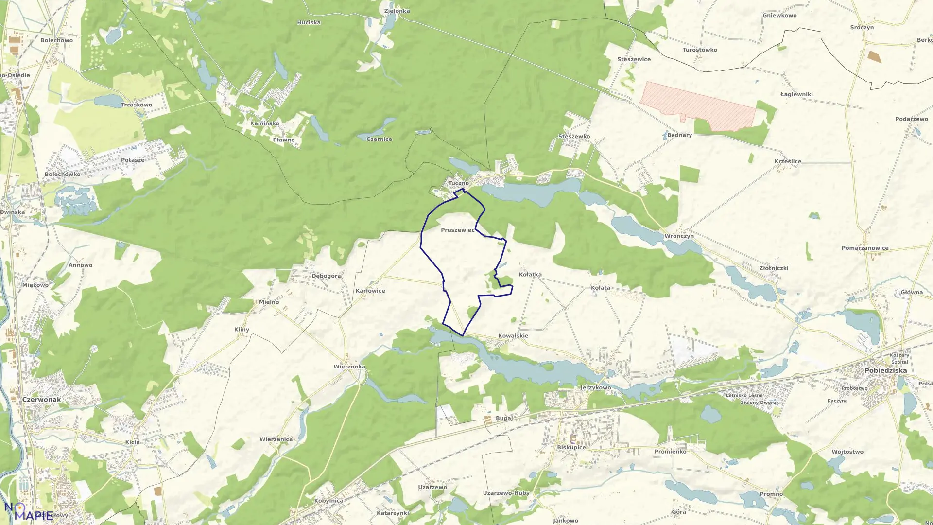 Mapa obrębu PRUSZEWIEC w gminie Pobiedziska