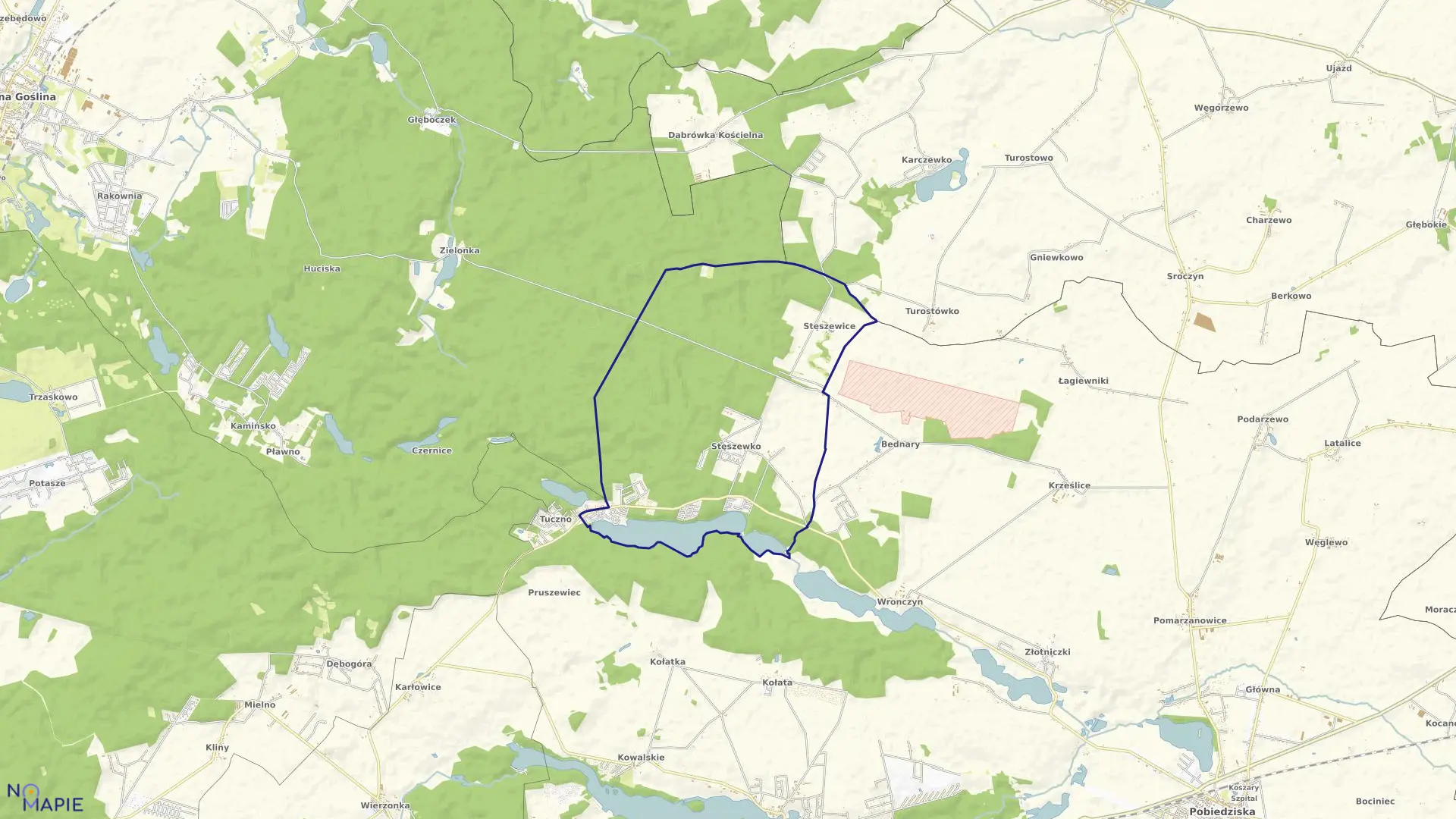 Mapa obrębu STĘSZEWKO w gminie Pobiedziska